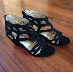Black Wedge Sandals